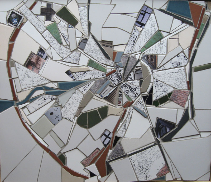 Exploration of the Whitchurch history, architecture and town map in mosaic.  Part of Whitchurch Mosaic Arts Trail project.
